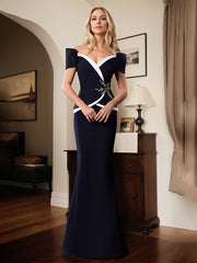 Trumpet/Mermaid Off the Shoulder Stretch Crepe Mother Of The Bride Dress With Appliques