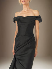 Black Trumpet/Mermaid Off the Shoulder Floor Length Sleeveless Mother Of The Bride Dress