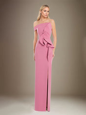 Black Sheath/Column Off The Shoulder Stretch Crepe Mother Of The Bride Dress With High Slit