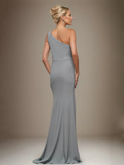 Trumpet/Mermaid One Shoulder Sleeveless Chiffon Mother Of The Bride Dress With Appliques