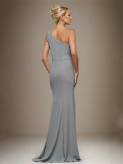 Trumpet/Mermaid One Shoulder Sleeveless Chiffon Mother Of The Bride Dress With Appliques