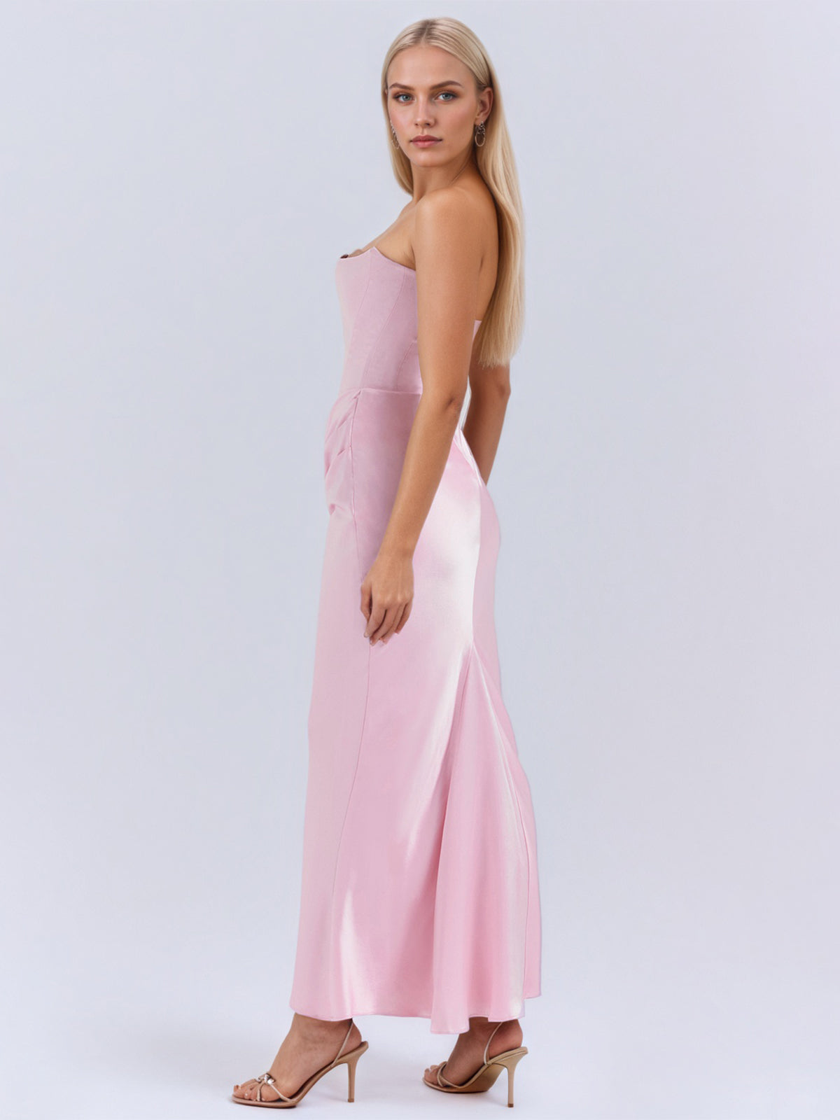 Rose Shadow Strapless Corset Maxi Dress