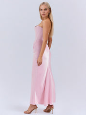 Rose Shadow Strapless Corset Maxi Dress