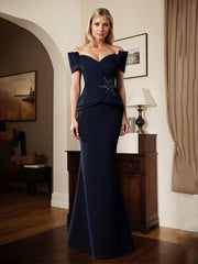 Trumpet/Mermaid Off the Shoulder Stretch Crepe Mother Of The Bride Dress With Appliques