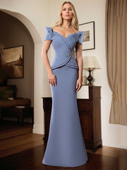 Trumpet/Mermaid Off the Shoulder Stretch Crepe Mother Of The Bride Dress With Appliques