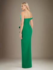 Black Sheath/Column Off The Shoulder Stretch Crepe Mother Of The Bride Dress With High Slit