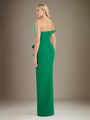 Sheath/Column Off The Shoulder Stretch Crepe Mother Of The Bride Dress With High Slit