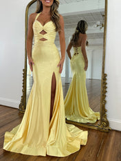 Sparkly Mermaid Keyhole Long Beaded Prom Dress with Slit