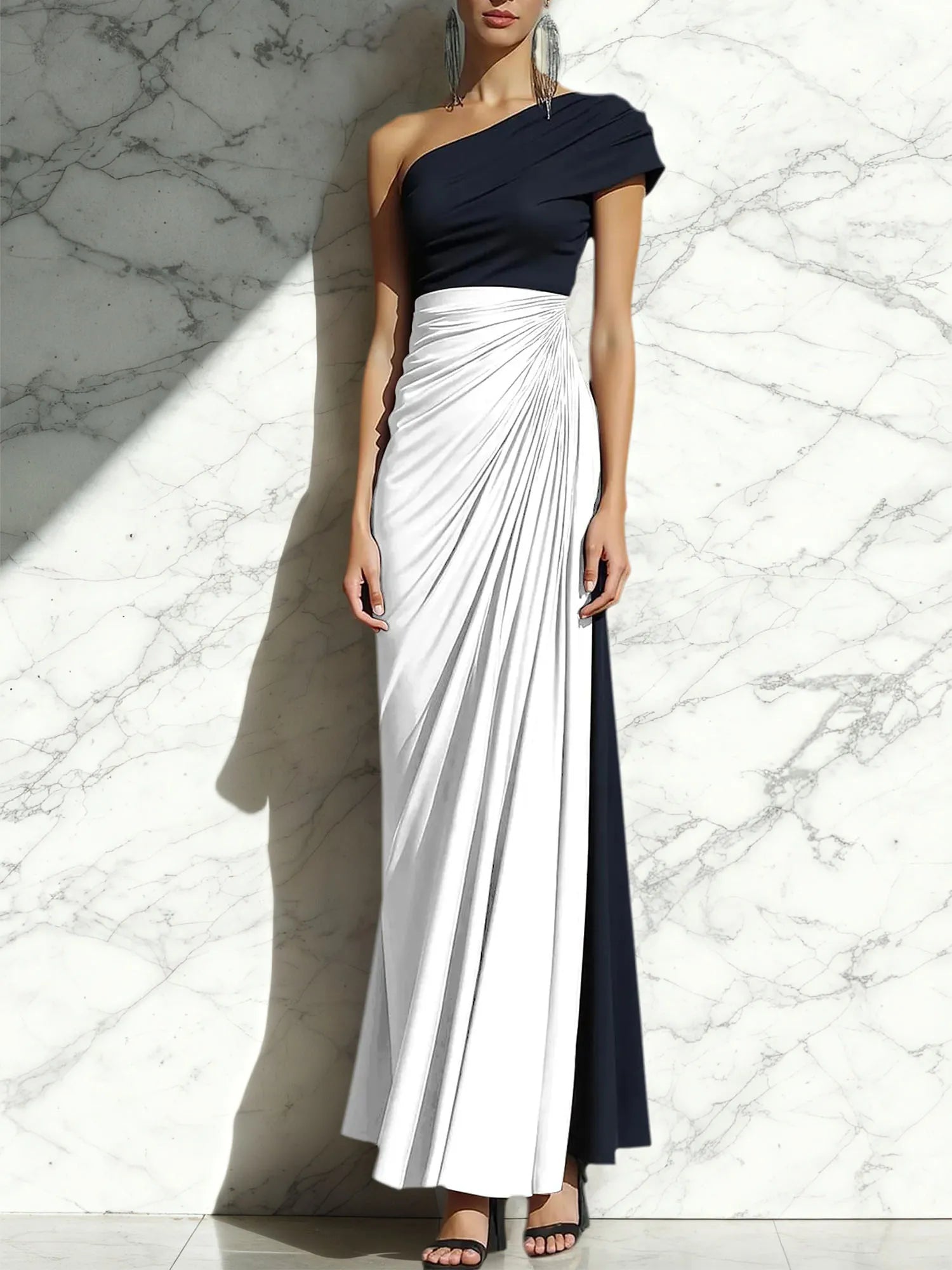 Sheath One Shoulder Ruched Maxi Formal Dress