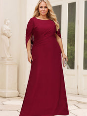 Trumpet/Mermaid Boat Neck Floor-Length Chiffon Mother of the Bride Dress With Pleated
