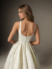 White Ball-Gown with Pockets Floral Jacquard Wedding Dress