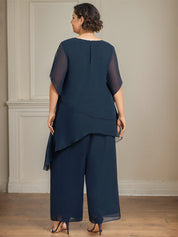 Separates Jumpsuit/Pantsuit Scoop Ankle-Length Chiffon Mother of the Bride Dress