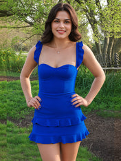Sweetheart Ruffle Hem Tiered Short Homecoming Dress