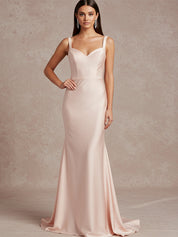 Pink Mermaid Sweetheart Floor-Length Satin Prom Dress