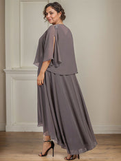 A-line V-Neck Asymmetrical Chiffon Mother of the Bride Dress With Beading Sequins