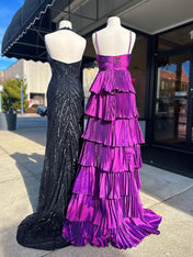 Pleated Tiered Ruffle Prom Dress with Sweetheart Bodice