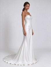 Strapless Embroidered Corset Satin Mermaid Bridal Wedding Dress