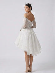 Off-the-Shoulder Lace Corset High-Low Short Wedding Dress