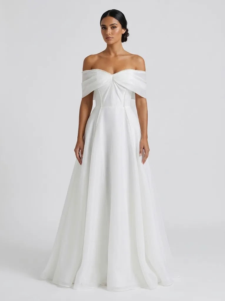 Off-the-Shoulder Organza A-Line Wedding Dress