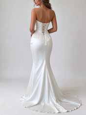 Strapless Sweetheart Satin Mermaid Wedding Dress
