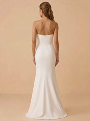 Off-the-Shoulder Ruffled Satin Mermaid Wedding Dress