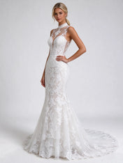 Off-the-Shoulder Long Sleeve Lace Corset Mermaid Bridal Gown Wedding Dress
