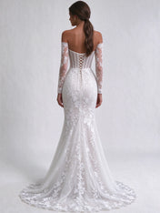 Off-the-Shoulder Long Sleeve Lace Corset Mermaid Bridal Gown