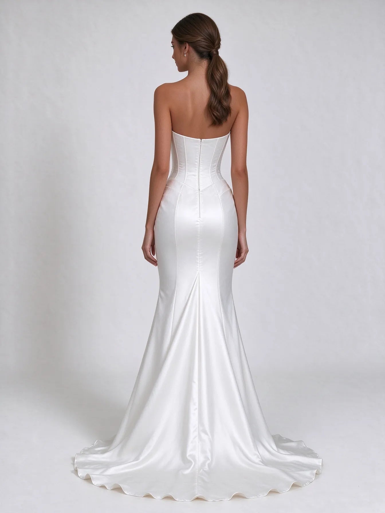 Strapless Embroidered Corset Satin Mermaid Bridal Wedding Dress