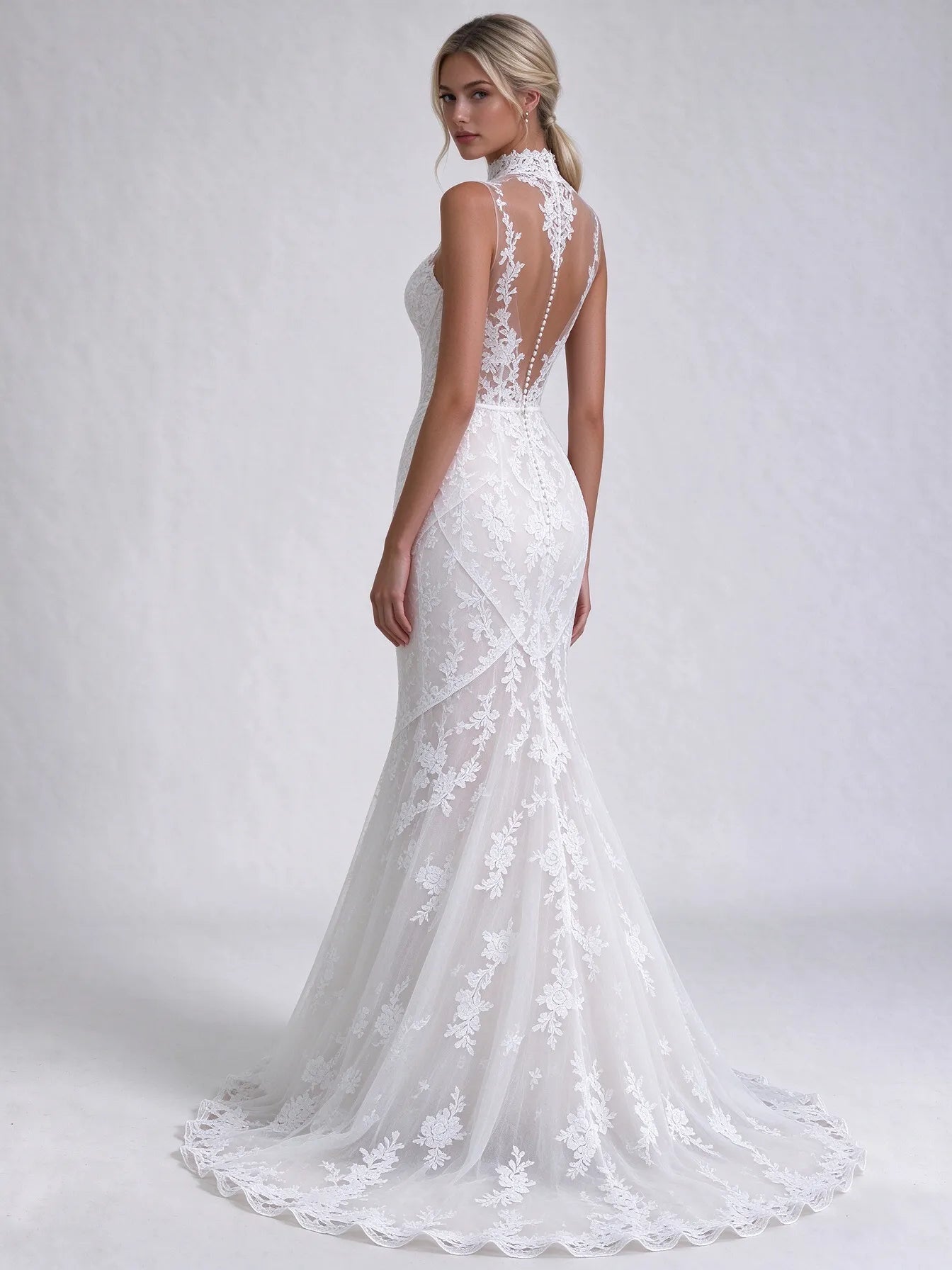 Off-the-Shoulder Long Sleeve Lace Corset Mermaid Bridal Gown Wedding Dress
