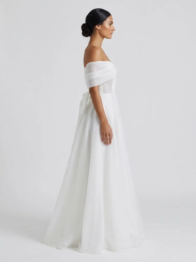 Off-the-Shoulder Organza A-Line Wedding Dress