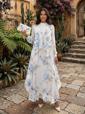 Cowl-Neck Flutter-Sleeve Mermaid Bridal Gown