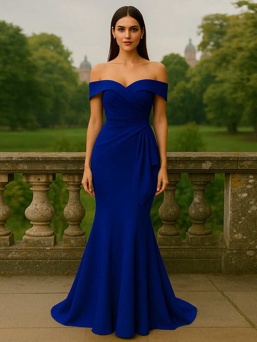 Mermaid Satin Maxi Mother of the Bride Dress with Ruffles