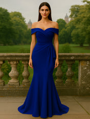 Mermaid Satin Maxi Mother of the Bride Dress with Ruffles