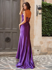 Black Sheath Sweetheart Long Prom Dress With Slit