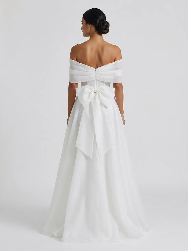 Off-the-Shoulder Organza A-Line Wedding Dress