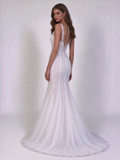 Sweetheart Straps Sheer Corset Lace Mermaid Wedding Dress with Sweep Train