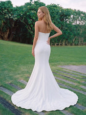 Strapless Sweetheart Beaded Mermaid Satin Wedding Dress