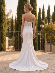 Strapless Beaded Corset Satin Mermaid Wedding Dress