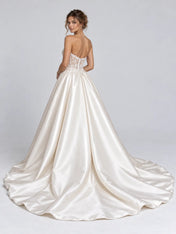 Strapless Lace Mermaid Wedding Dress with Detachable Satin Overskirt