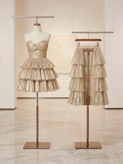 Sweetheart Twist-Front Pleated Long Prom Dress with Tiered Ruffles