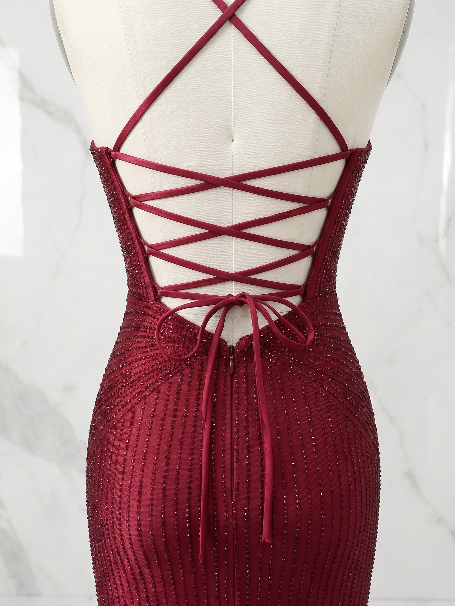 Sweetheart Beaded Corset Long Prom Dresses with Slit