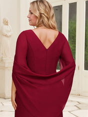 Trumpet/Mermaid Boat Neck Floor-Length Chiffon Mother of the Bride Dress With Pleated