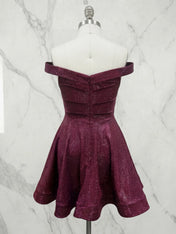 Off-the-Shoulder Sweetheart Sparkling Short Homecoming Dress