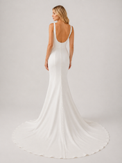 Elegant Square Neck Satin Mermaid Wedding Dress with Sweep Train