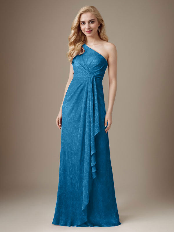 Robe fourreau Ruby asymétrique en maille métallisée pour mère de la mariée