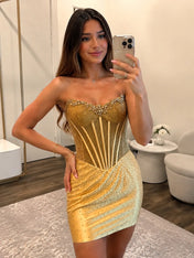 Strapless Embellished Corset Bodycon Short Homecoming Dress