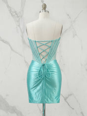 Playful Ice Blue Glitter Corset Short Homecoming Dress Mini Dress