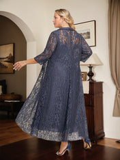 A-line V-Neck Tea-Length Chiffon Mother of the Bride Dress