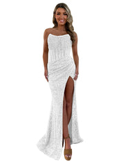 Gorgeous Sparkly Strapless Long Mermaid Prom Dress with Slit