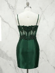 Sweetheart Beaded Lace Corset Mini Homecoming Dresses with Ruched Skirt